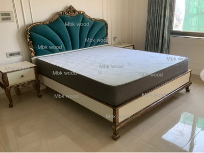 Teakwood And Hdmr Solid Classic Double Bed Set