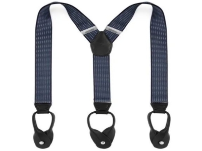 Knitted And Leather Blue Mens Kids Braces Suspenders