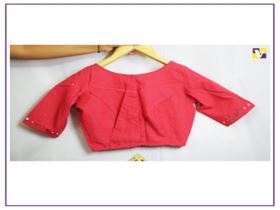 Red Hand Mirror Work Blouse