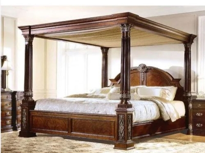 Star Teakwood Wooden Designer King Size Double Bed