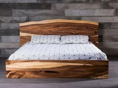 Brown Live Edge Wooden Bed