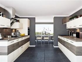 Parallel Shape Wooden Galley Modular Kitchens