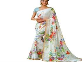 Poster Colour Georgette Laxmipati Saree New Rakhi Low Price Offer With Blouse Piece