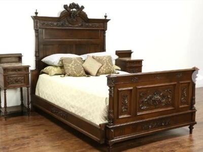 Brown King Size Teak Wood Bed