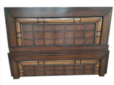 Oak Wood Brown Wooden Double Bed