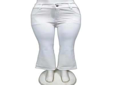 Skinny White Bell Bottom Jeans Zipper