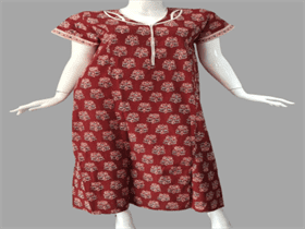 Maroon Block Printed Pure Cotton Free Size Nighty.