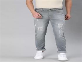 Men Slim Mid Rise Grey Jeans