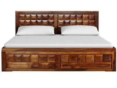 Malik Furniture Oak Wood Wooden Polished Double Bed