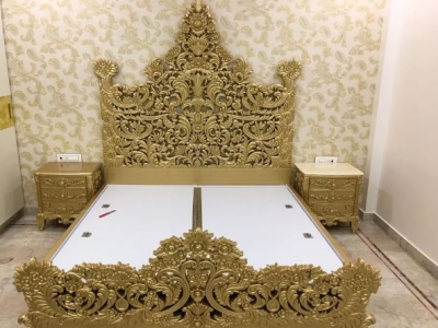 Full Size Teak Wood Maharaja carved bed