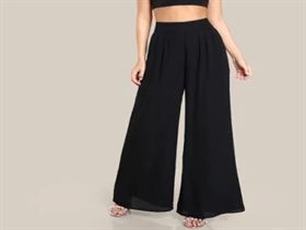 Formal Wear Cotton Plain Black Palazzo Pants