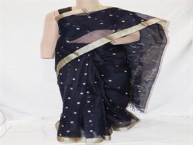 Tant - Black with off white temple border and buti with blouse piece