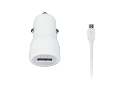 CC Micro USB White Car Charger