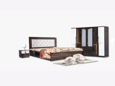 Brown Prelam Board MDF Wood Base E Wooden King Bed