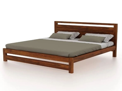 Solid Wood Full Back Queen Size Bed Without Storage for Home Bedroom