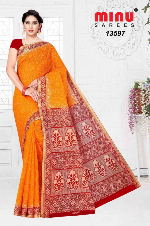 Minu Cotton Printed Saree for Women  Jaslin