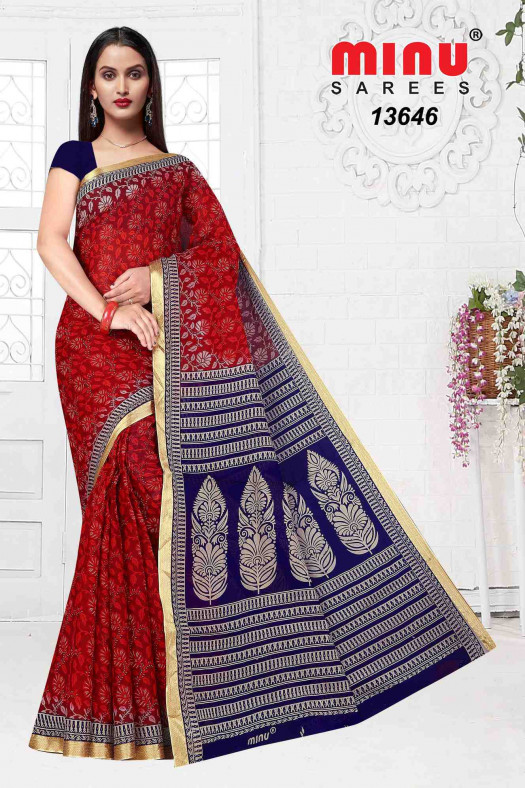 Minu Cotton Printed Saree for Women  Jaslin