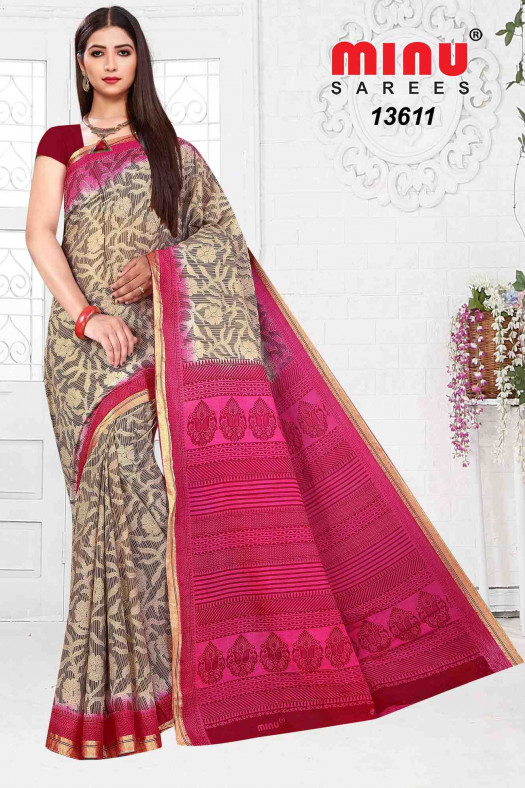 Minu Cotton Printed Saree for Women  Jaslin